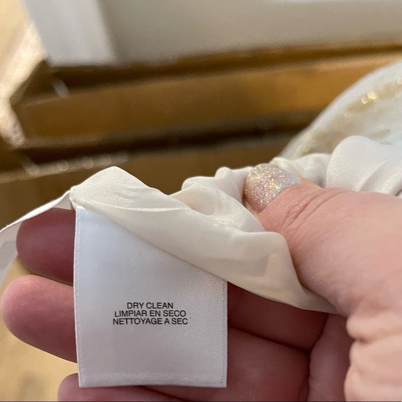 Jones New York evening dress, cream gold print, size 12, like new - Picture 2 of 6